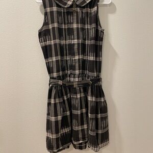 Dear Creatures Brown and off white drop waist Plaid Dress